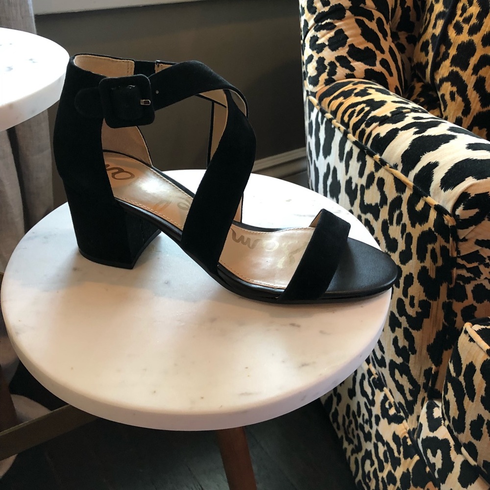 NWT Sam Edelman Sonia Stacked Black Suede Heels